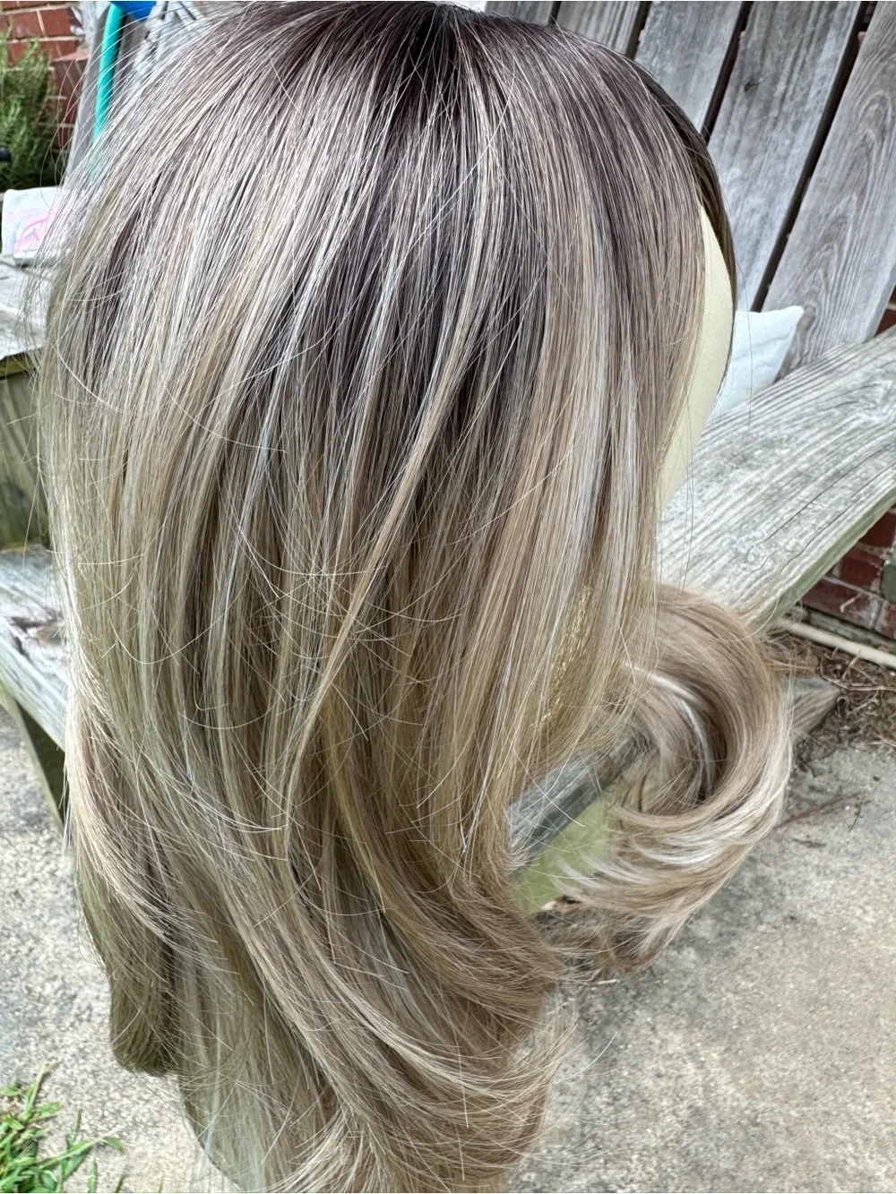 Blonde Long Layered Women’s Wig with Curtain Bangs